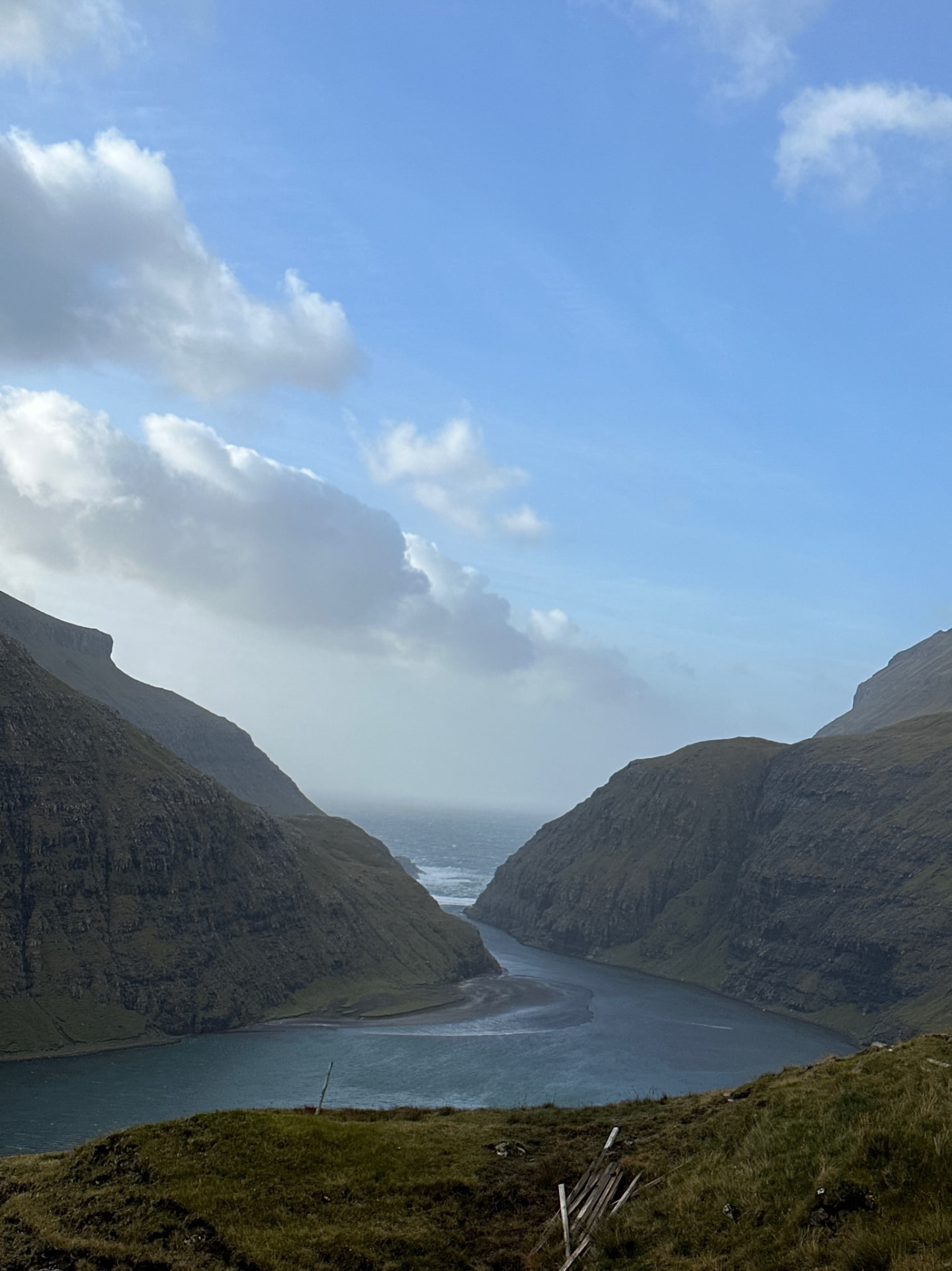 Fjord opening to the North Atlantic in the Faroe Islands
